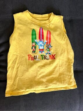 Paul Frank Yellow Kids Tank with Surfing Monkey Graphic